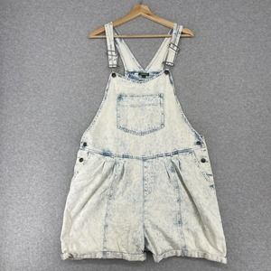 Wild Fable Womens Overalls Shortall Shorts Size Large Bleach Dye Pleated Casual